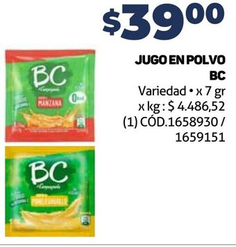 Makro JUGO EN POLVO BC Variedad x 7 gr oferta