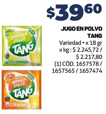 Makro JUGO EN POLVO TANG 18GR oferta