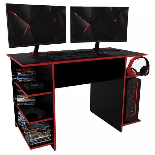 Tio Musa Escritorio gamer play xbox delos dga01ner negro rojo con 4 estantes oferta