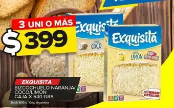 Carrefour Maxi Bizcochuelo exquisita naranja/coco/limón x 540g oferta