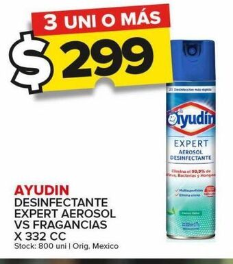 Carrefour Maxi Desinfectante ayudin expert aerosol vs fragancias x 332cc oferta