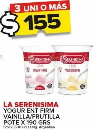 Carrefour Maxi Yogur la serenísima entero/firme /frutilla pote 190g oferta