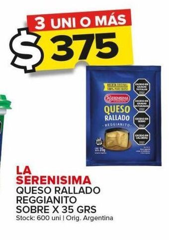 Carrefour Maxi Queso rallado la serenísima x 35g oferta