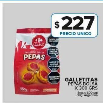 Carrefour Maxi Galletitas pepas bolsa x 300g oferta