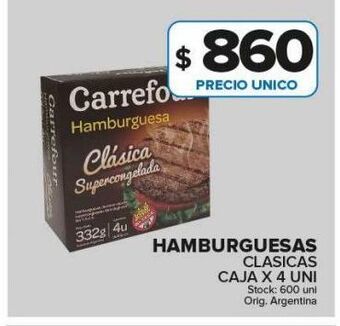 Carrefour Maxi Hamburguesas clásicas carrefour caja x 4uni oferta