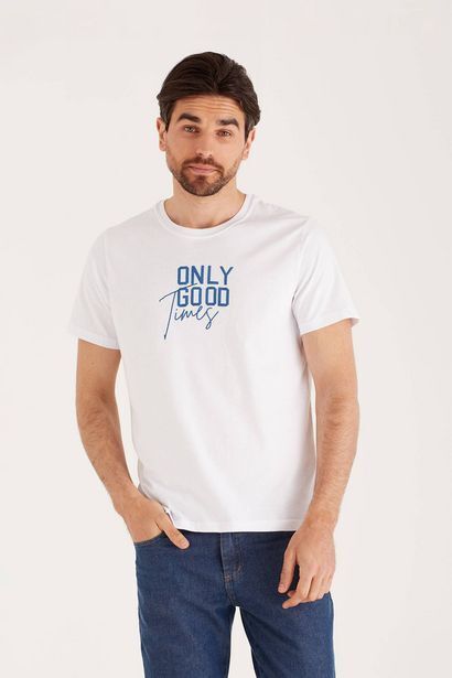 Macowens Remera de jersey con estampa blanca oferta