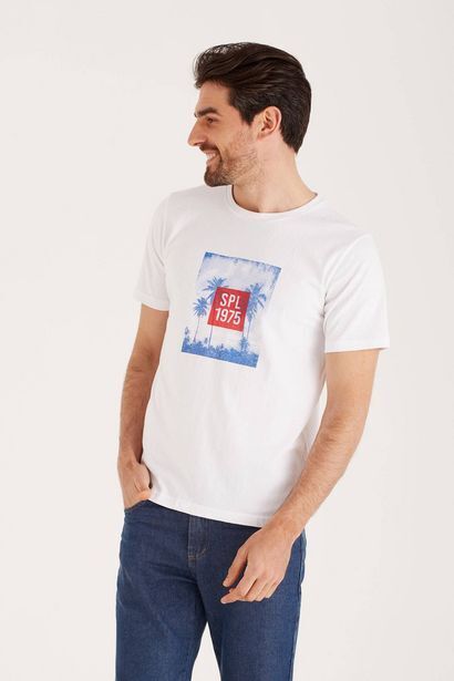 Macowens Remera de jersey estampa 1975 blanca oferta