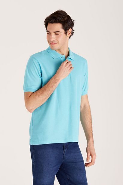 Macowens Chomba de piqué lisa verde agua oferta