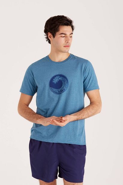 Macowens Remera jersey estampada verde claro melange oferta