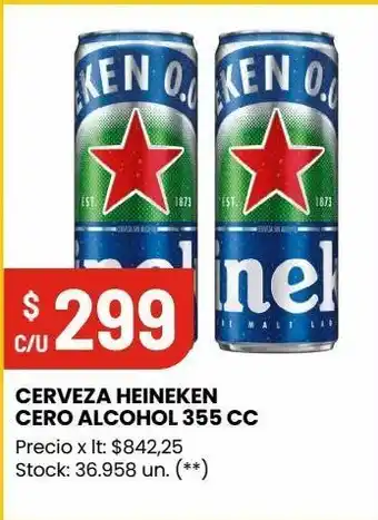 Changomas Cerveza heineken cero alcohol 355 cc oferta