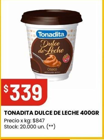 Changomas Tonadita dulce de leche 400gr oferta