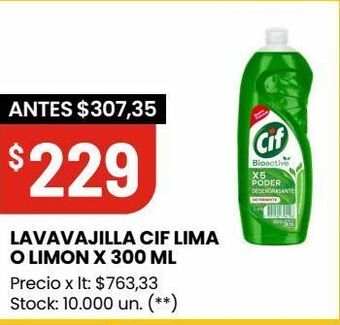 Changomas Lavavajilla cif lima o limon x 300 ml oferta
