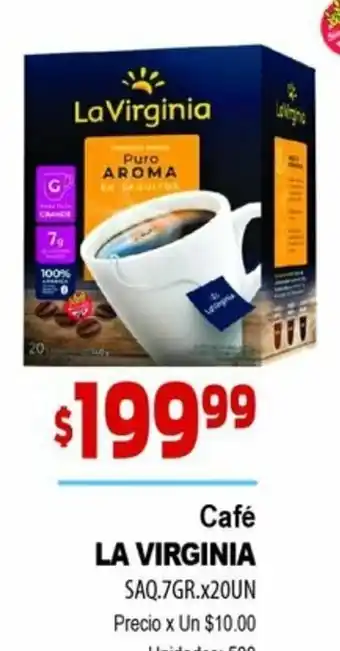 Supermercados Top La Virginia Café Saq. 7gr x 20 un oferta