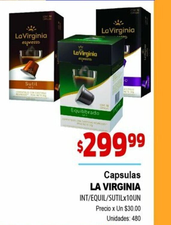 La Virginia Capsulas Int/Equil/Sutil x 10un. oferta en Supermercados Top