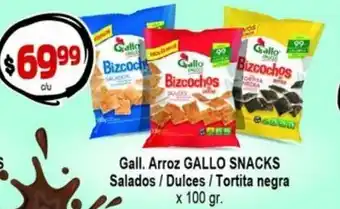 Gallo Snacks Gall. Arrroz Salados/Dulces / Tortita negra x 100gr