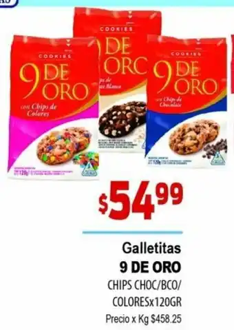Supermercados Top 9 De Oro Galletitas Chips Choc/BCO/Colores x 120gr oferta