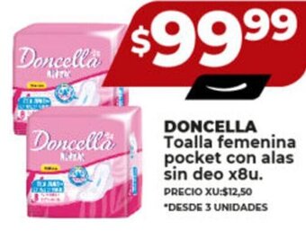 Supermayorista Vital DONCELLA Toalla femenina pocket con alas sin deo x8u. oferta