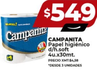 Supermayorista Vital CAMPANITA Papel higiénico d/h.soft 4u.x30mt. oferta