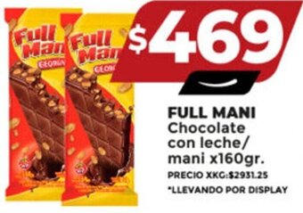 Supermayorista Vital FULL MANI Chocolate con leche/ mani x160gr. oferta
