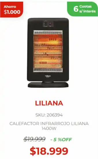 Naldo Lombardi LILIANA CALEFACTOR INFRARROJO LILIANA 1400W oferta