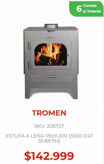 Naldo Lombardi TROMEN ESTUFA A LEÑA PEHUEN 13000 047 55.8X79.6 oferta