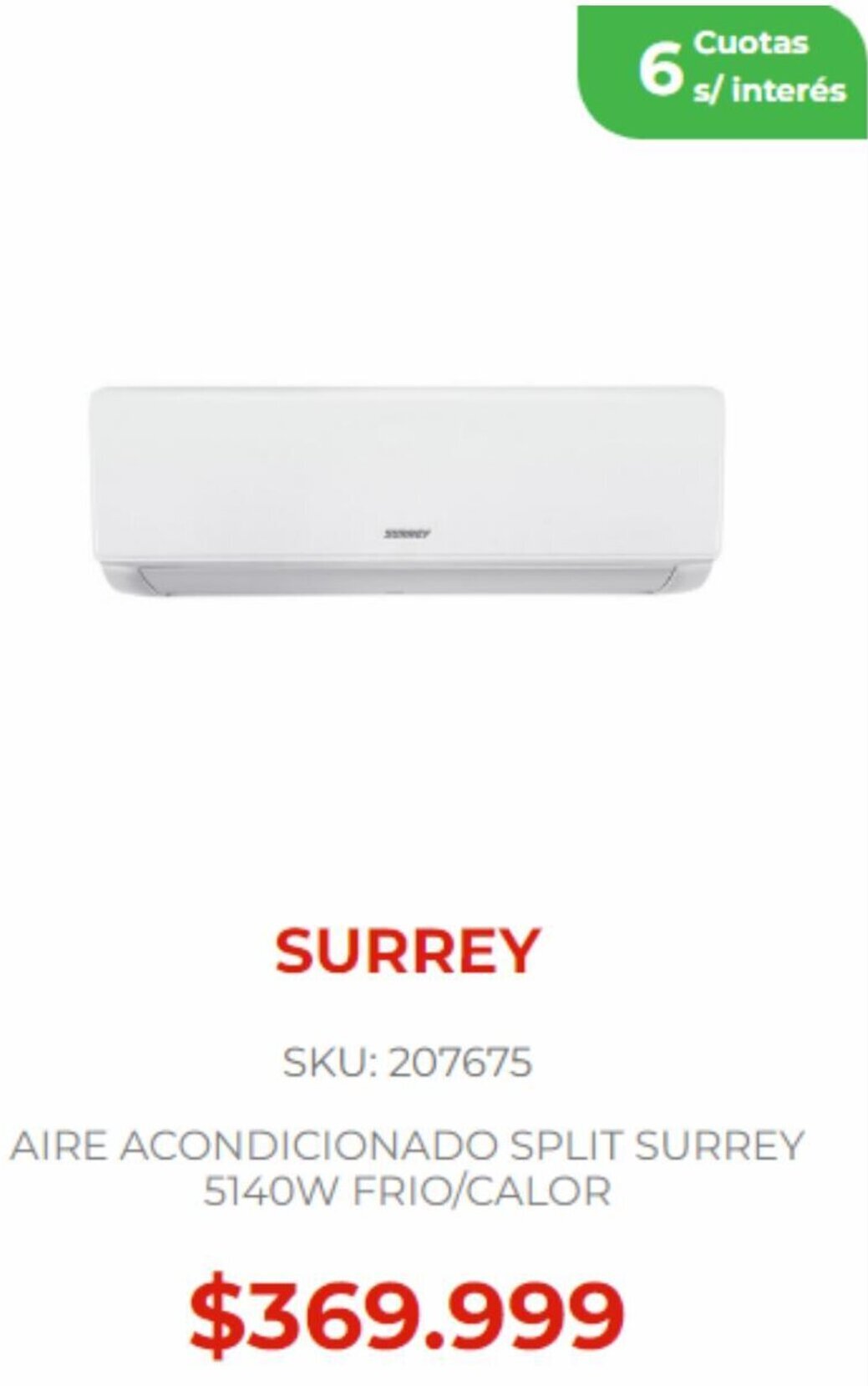 Naldo Lombardi SURREY AIRE ACONDICIONADO SPLIT SURREY 5140W FRIO/CALOR oferta