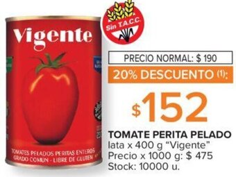 Carrefour TOMATE PERITA PELADO lata x 400 g "Vigente" oferta