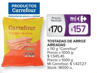 Carrefour TOSTADAS DE ARROZ AIREADAS x 110 g "Carrefour" oferta