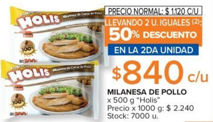 Carrefour MILANESA DE POLLO x 500 g "Holis" oferta