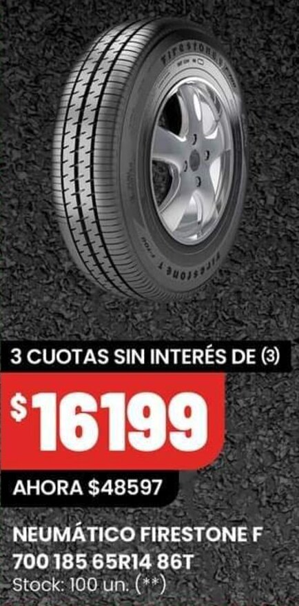 Changomas NEUMÁTICO FIRESTONE F 700 185 65R14 86T oferta