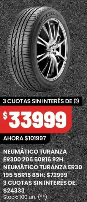 Changomas NEUMÁTICO TURANZA ER300 205 60R16 92H NEUMÁTICO TURANZA ER30 195 55R15 85H oferta
