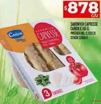 Supermercados DIA SANDWICH CAPRESSE CANON X 165 G. oferta