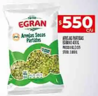 Supermercados DIA ARVEJAS PARTIDAS EGRANX 400G oferta