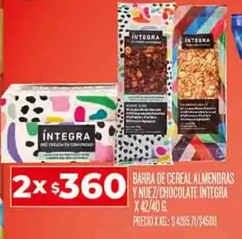Supermercados DIA BARRA DE CEREAL ALMENDRAS oferta