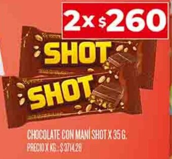 Supermercados DIA CHOCOLATE CON MANI SHOT X 35 G. oferta