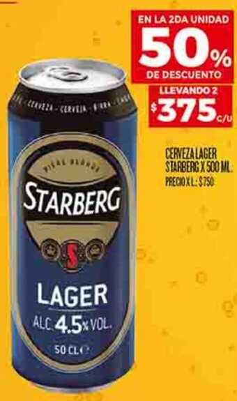 Supermercados DIA CERVEZA LAGER STARBERG X 500 ML. oferta