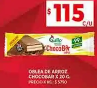 Supermercados DIA OBLEA DE ARROZ CHOCOBAR X 20 G. oferta