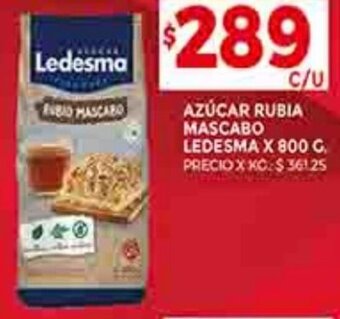 Supermercados DIA AZÚCAR RUBIA MASCABO LEDESMA X 800 G. oferta