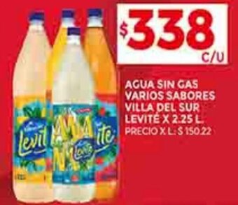 Supermercados DIA AGUA SIN GAS VARIOS SABORES VILLA DEL SUR LEVITE X 2.25 L oferta