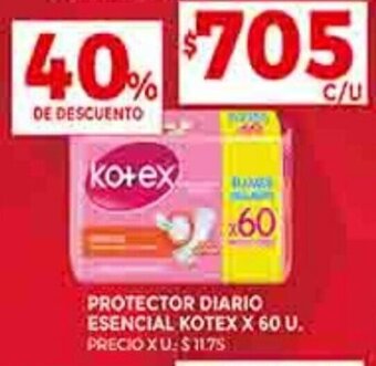Supermercados DIA PROTECTOR DIARIO ESENCIAL KOTEX X 60 U. oferta