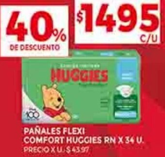 Supermercados DIA PAÑALES FLEXI COMFORT HUGGIES RN X 34 U. oferta