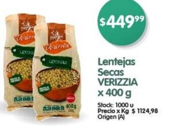 Supermercados Buenos Días Lentejas Secas VERIZZIA x 400 g oferta