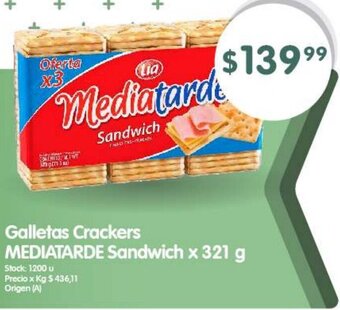 Supermercados Buenos Días Galletas Crackers MEDIATARDE Sandwich x 321 g oferta