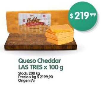 Queso Cheddar LAS TRES X 100 g