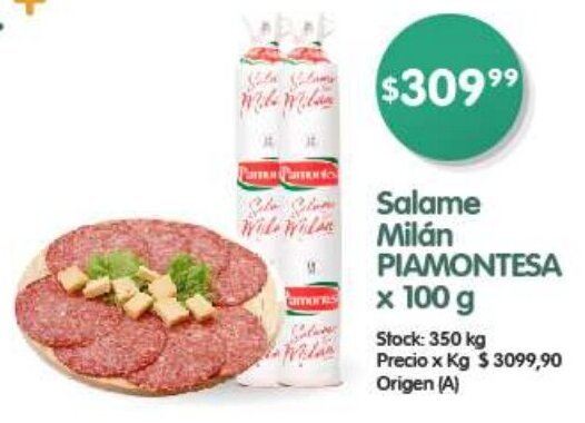 Supermercados Buenos Días Salame Milán PIAMONTESA X 100G oferta