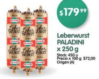 Supermercados Buenos Días Leberwurst PALADINI X 250G oferta