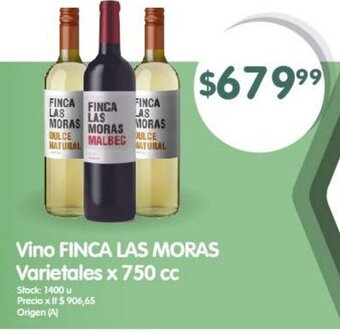Supermercados Buenos Días Vino FINCA LAS MORAS Varietales x 750 cc oferta