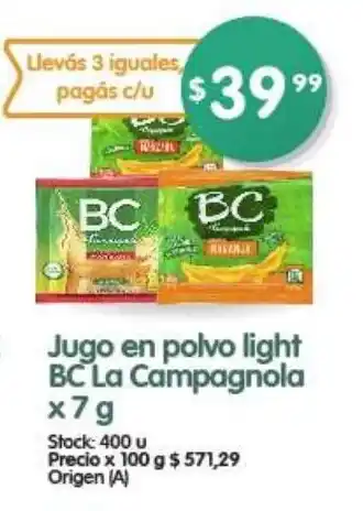 Supermercados Buenos Días Jugo en polvo light BC La Campagnola x7g oferta