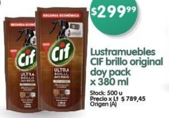 Supermercados Buenos Días Lustramuebles CIF brillo original doy pack x 380 ml oferta