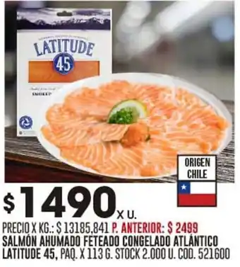 Coto SALMON AHUMADO FETEADO CONGELADO ATLÁNTICO LATITUDE 45, PAQ. X 113 G. oferta